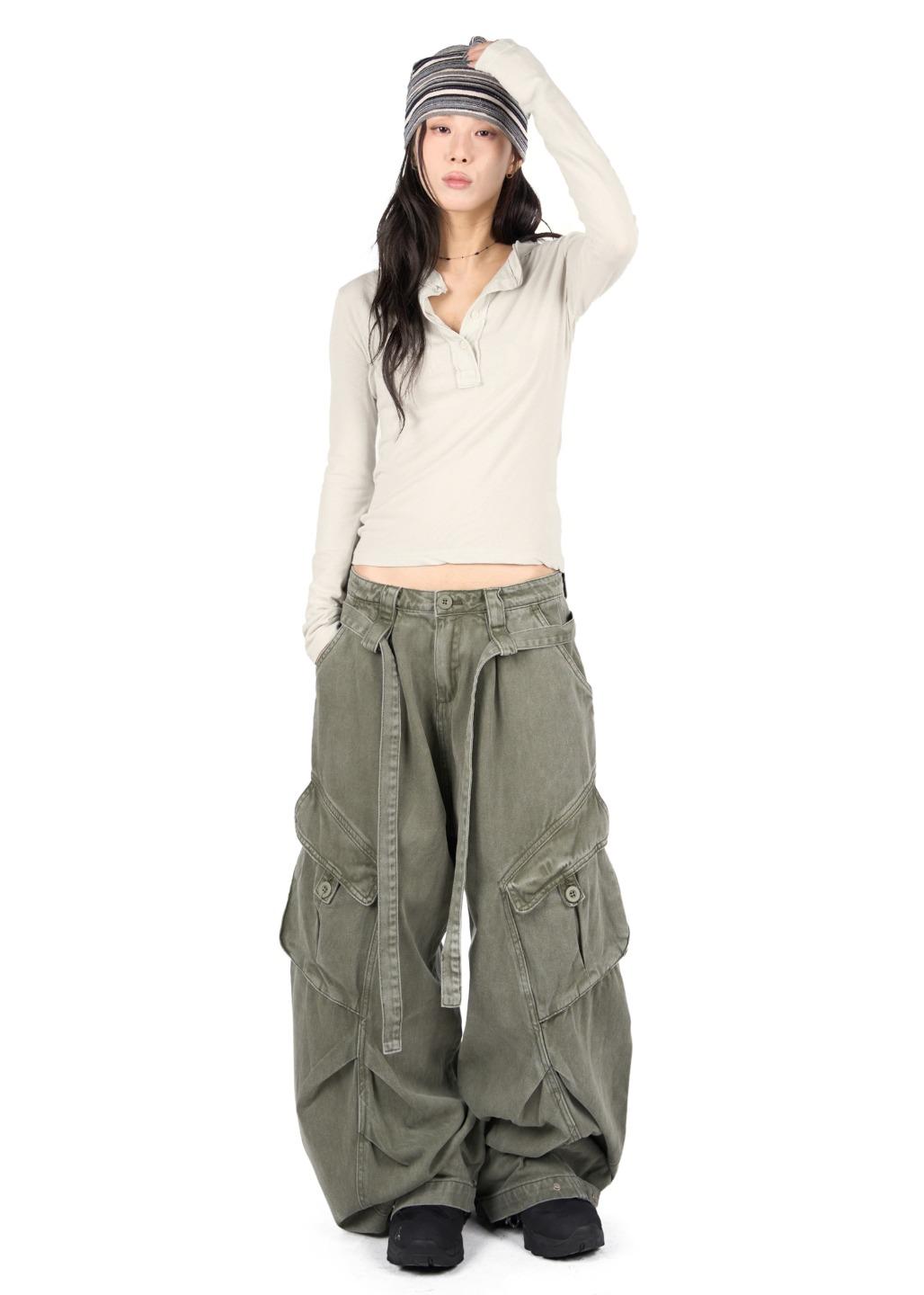 BELTED CARGO PANTS