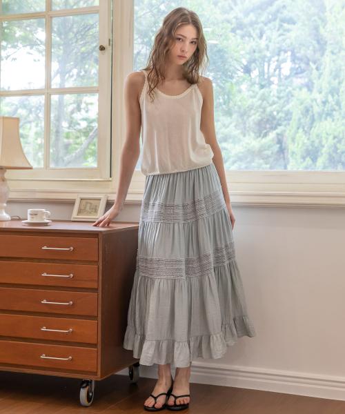 Lace banded skirt_5color