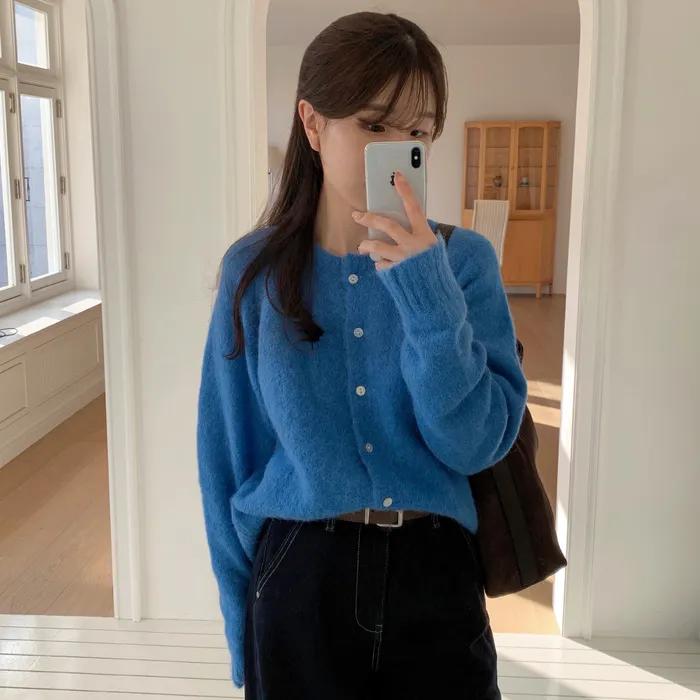 클라우드 알파카 라운드넥 가디건_4COLORS