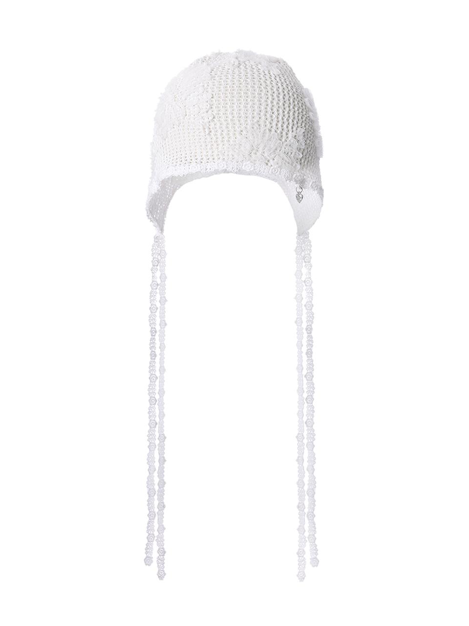 LACE CROCHET BONNET_WHITE