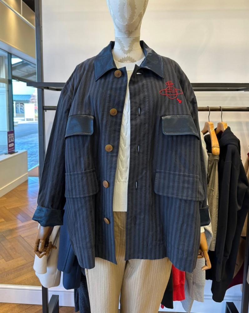 비비안웨스트우드 레드라벨 스티치 ORB 이소재 스트라이프 자켓