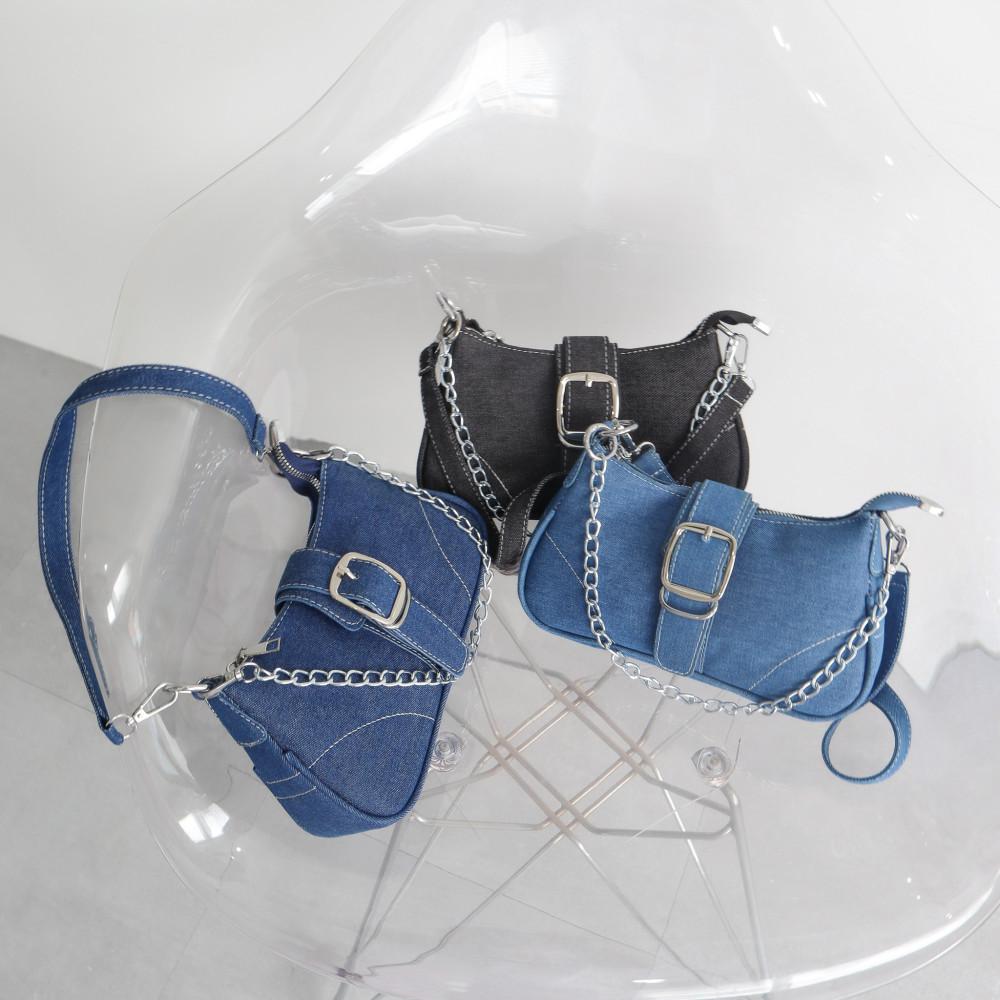 [블랙휴] 데님 호보백 바게트백 3color