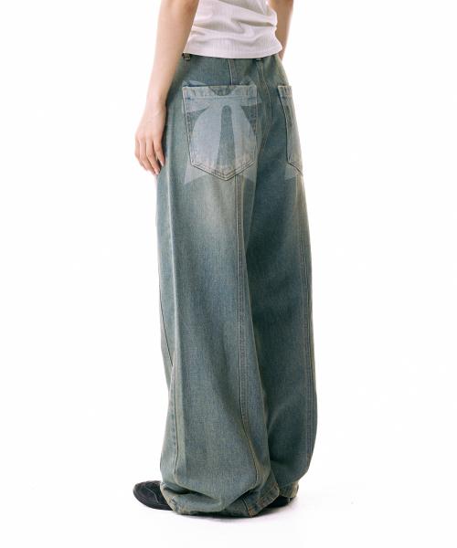 이우가마카라스(IUGAMAKARAS)  Ribbon Denim Pants (Sand Blue) - 사이즈 & 후기 | 무신사