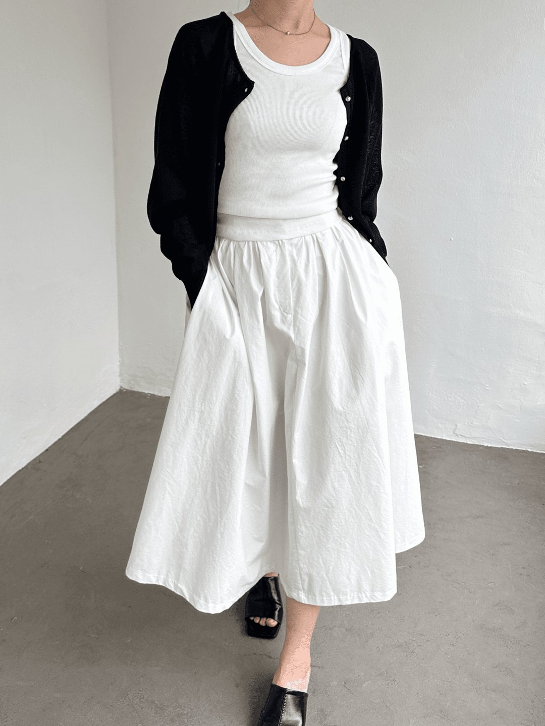 러프 코튼 스커트 3color