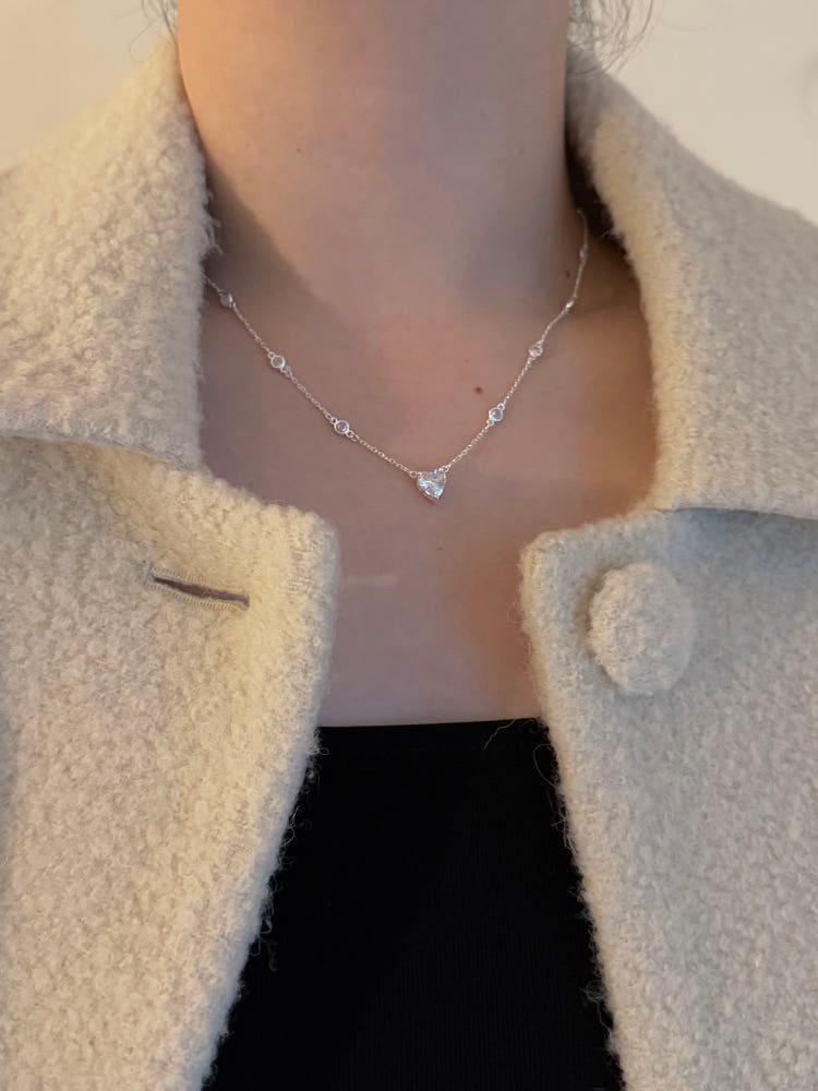 ✹mago pick✹ 마고 925 어도어 하트 베젤 큐빅 목걸이