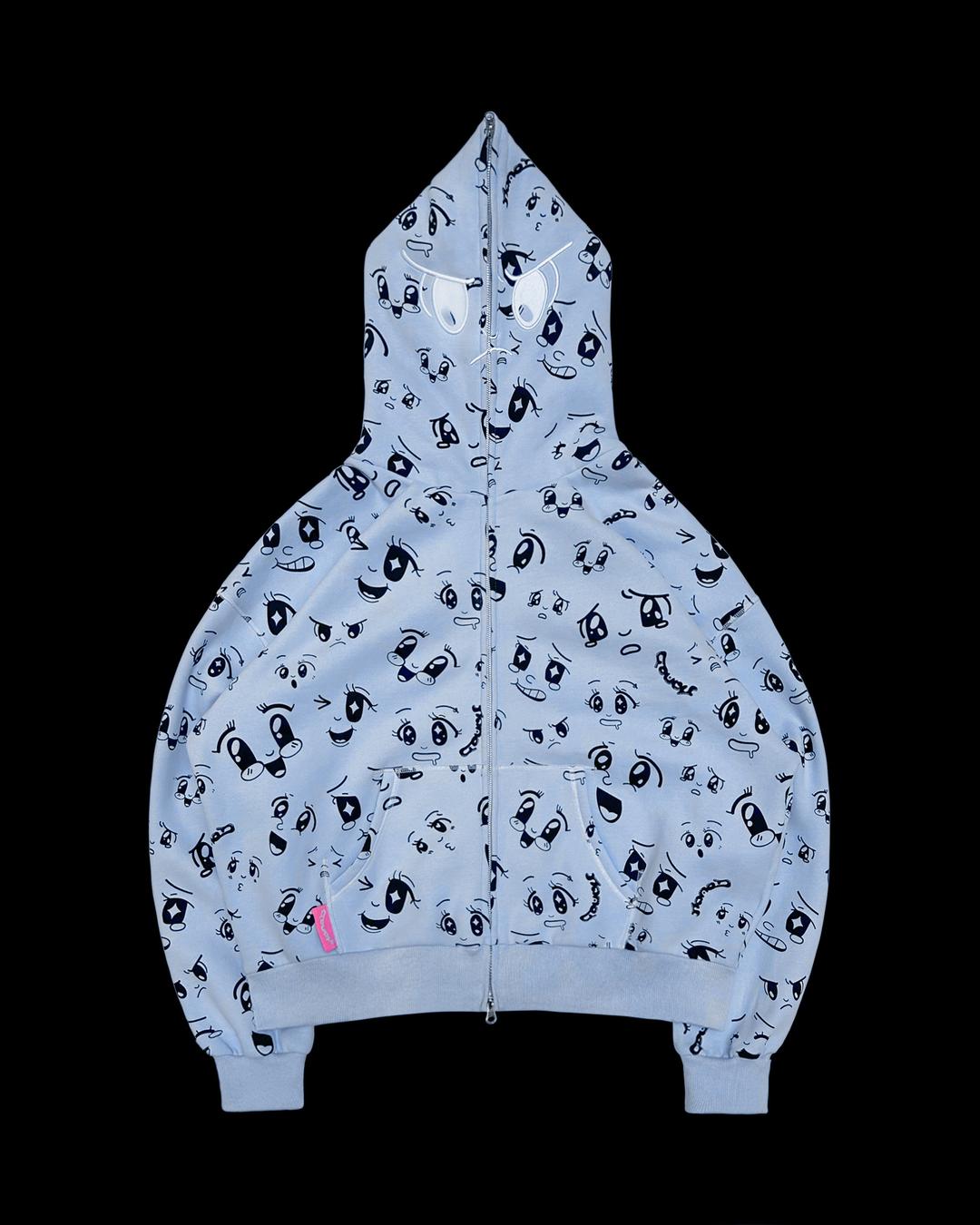 ANIMATED ZIP HOODIE BABY BLUE - XS