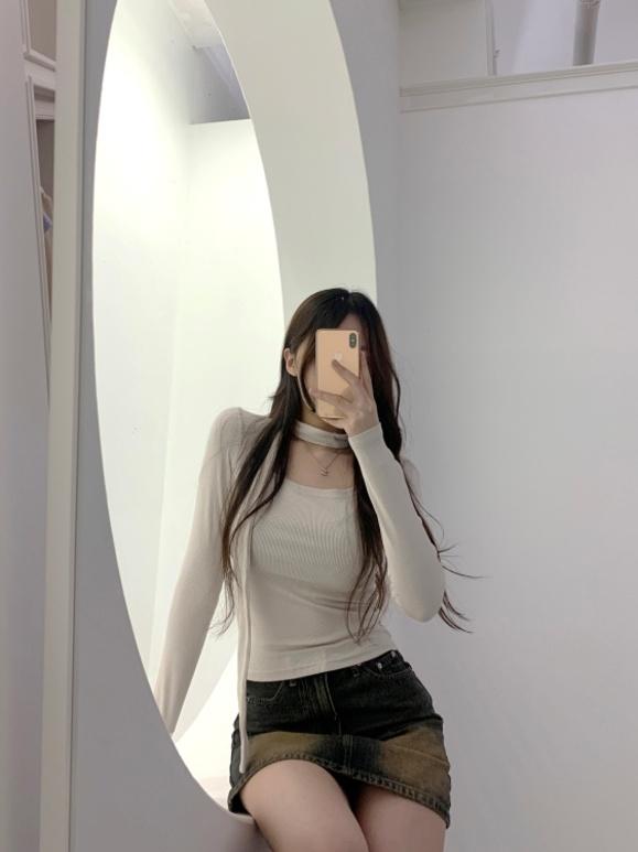 *촉촉모달*슬리브 스퀘어넥 스카프 세트 골지 블라우스 티셔츠 4color