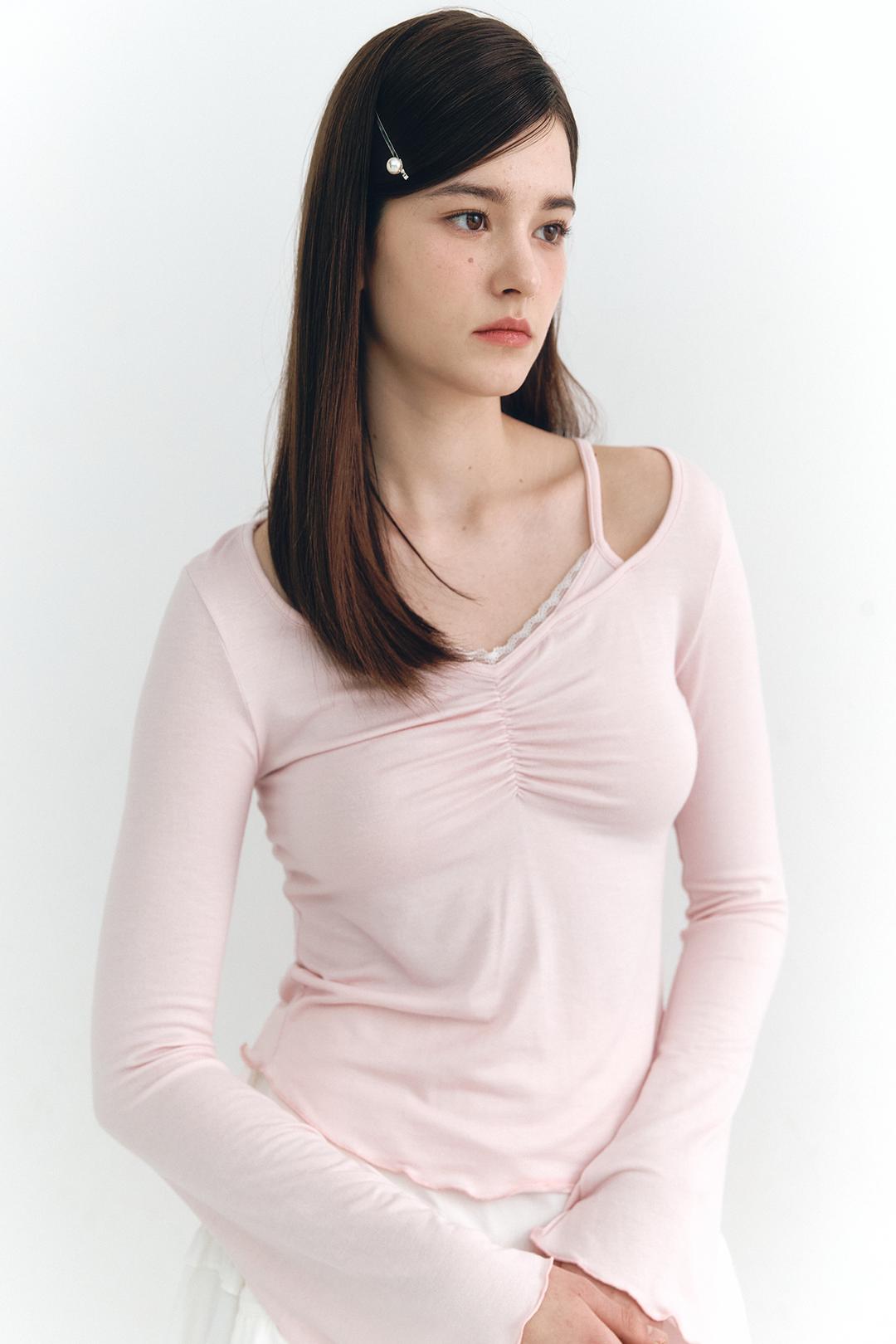 Layered Lace Long Sleeve Pink