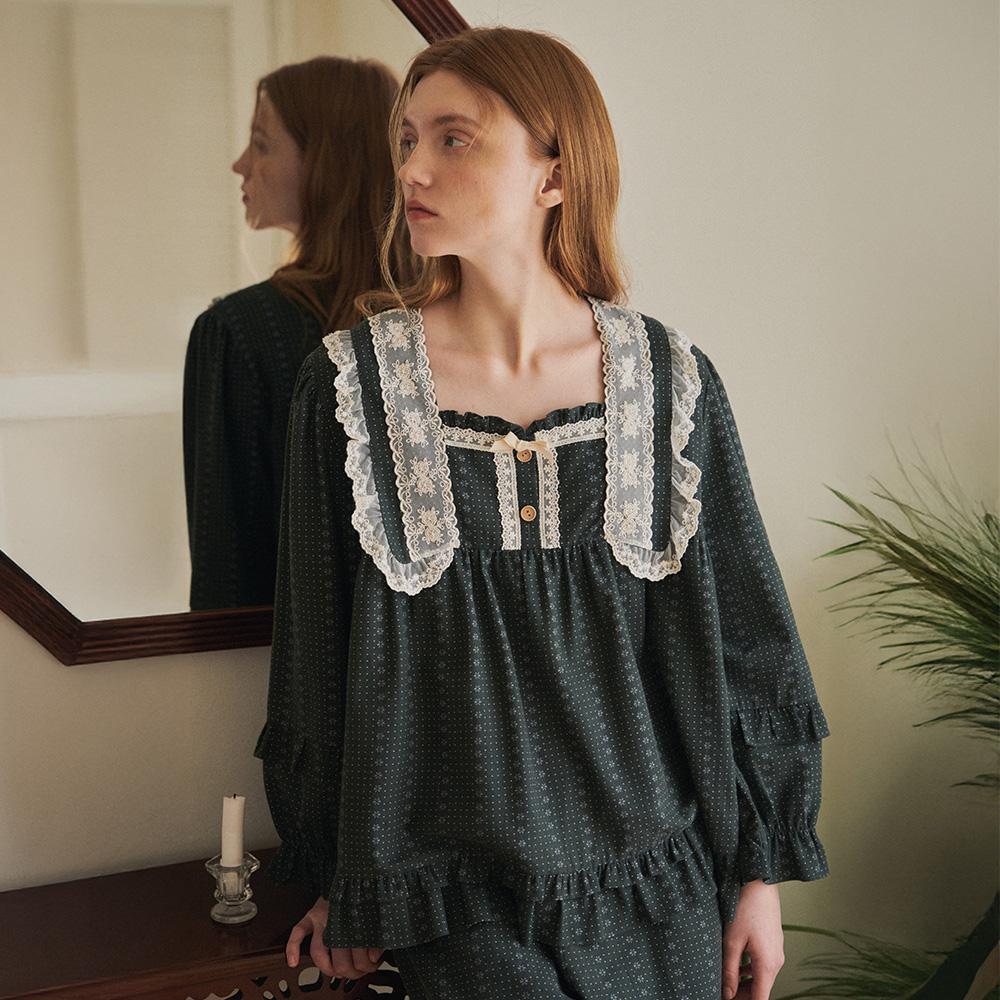 울랄라파자마 네쥬 긴팔 투피스 딥그린 (21수)