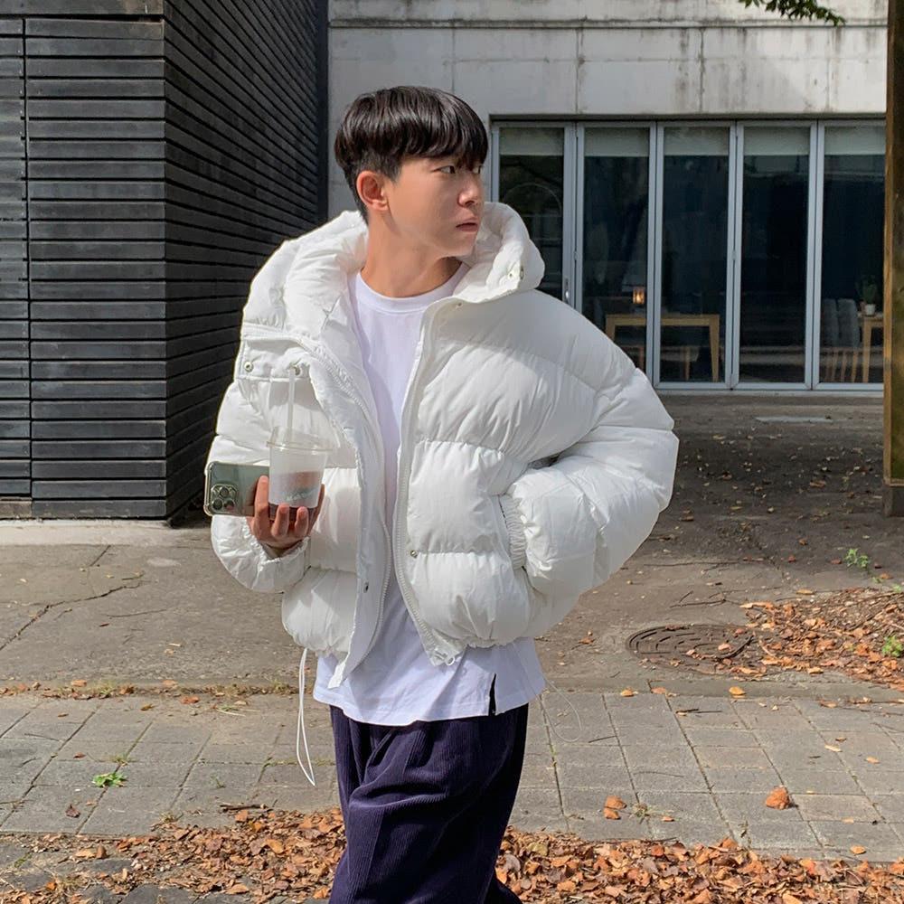 후드 크롭 패딩 2color - 남자 패딩 고딩 숏패딩 중학생 보세 점퍼