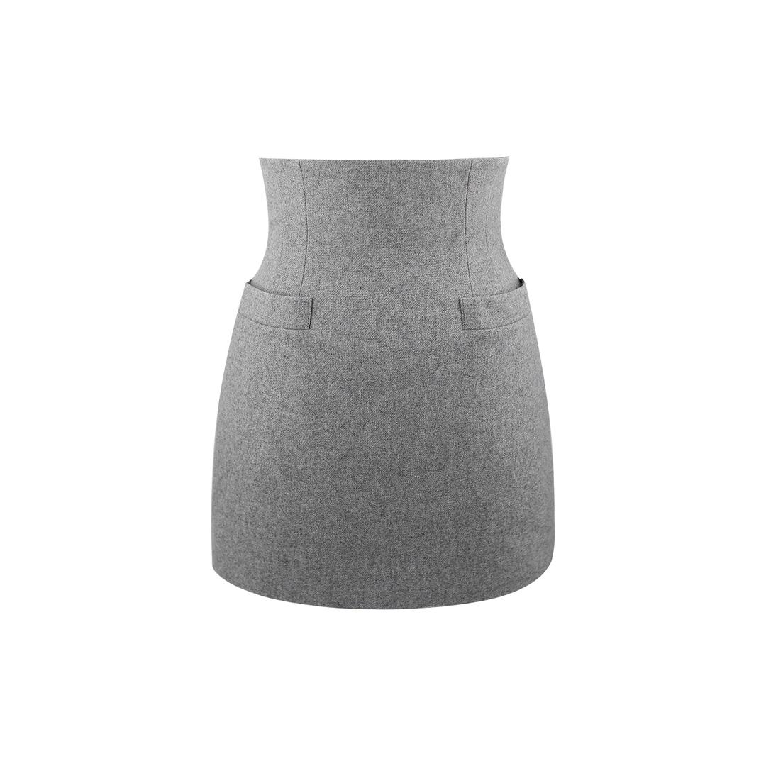 [Mummy Cat] Serenity Bloom High Waist Skirt - Grey / S