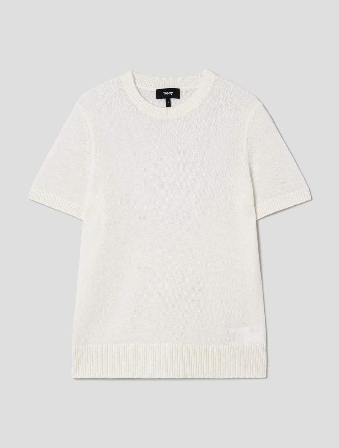 Women Feather Cashmere Basic Tee - Ivory