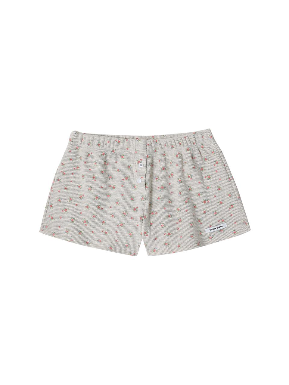 BUTTON FLOWER SHORTS_OATMEAL