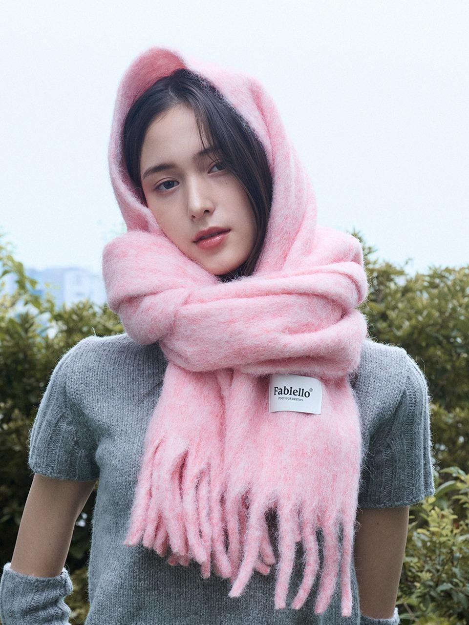 Wool candy muffler (bery pink)