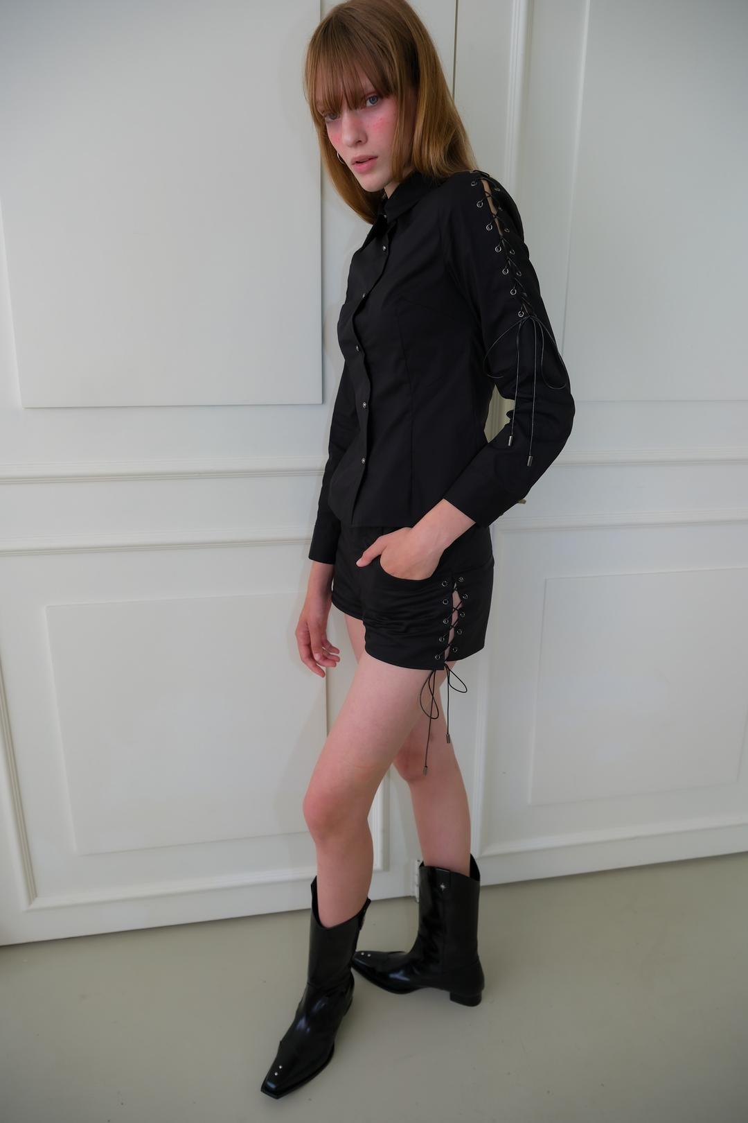 [OR JEAN] Corset silver tip Shorts *Black