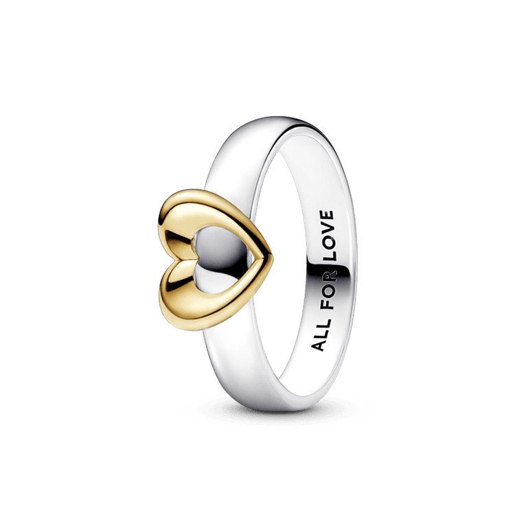 래디언트 투톤 슬라이딩 하트 링