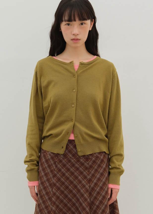 ORGANZA LABEL CASH CARDIGAN - OLIVE