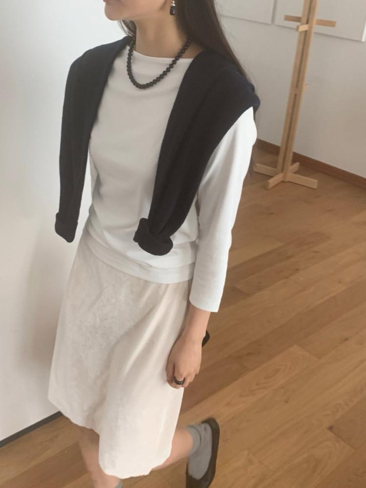 vasil 바질 데드 티셔츠 보트넥 9부 코튼티 (6colors)