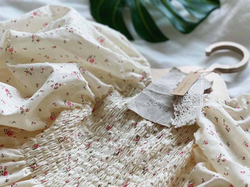 눈꽃 장미 원단 / 크림