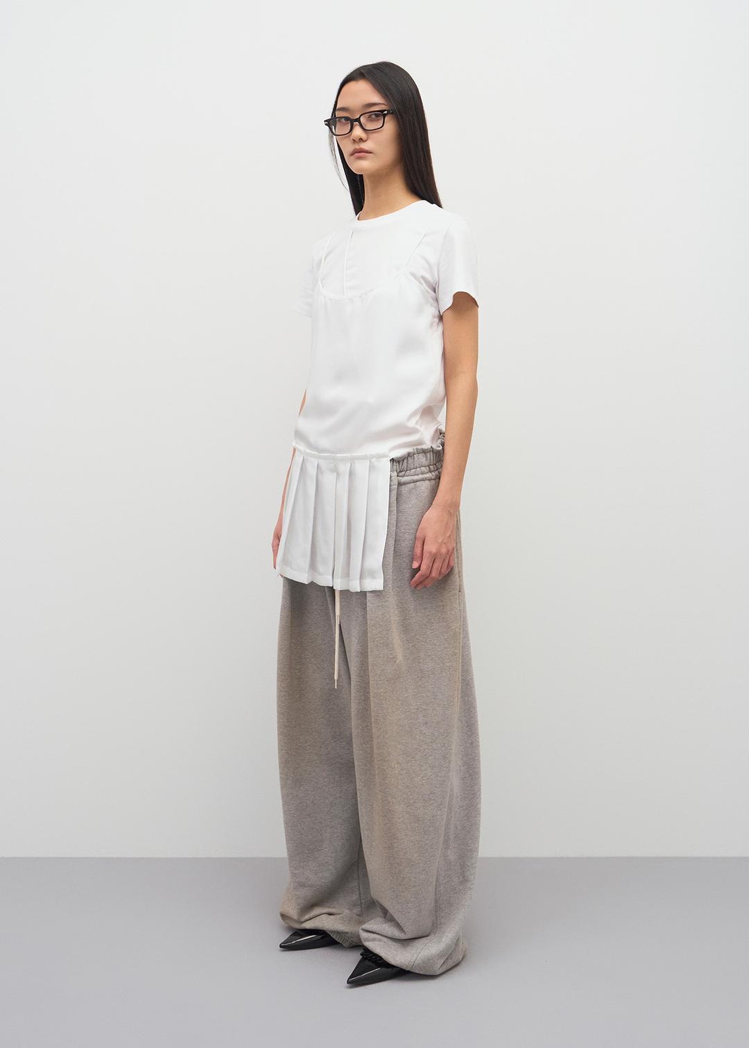 UNBALANCED PLEATS SLEEVELESS TOP (WHITE)