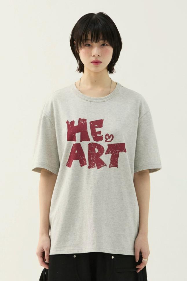 원 하트 티셔츠_그레이