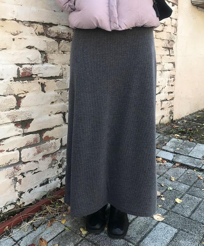 니어웨어 [⛄겨울신상] 듀스 골지 밴딩롱스커트 (2color)레이어드/밴딩롱치마/밴딩치마/끈스커트/쭈리/롱치마/트임스커트/골지스커트