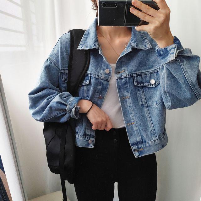 [루즈핏] 간절기 스테디 숏 청자켓 / 가을 세미크롭 오버핏 재킷 아우터_이거든