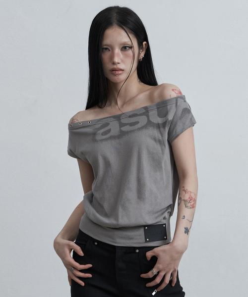 돌먼 루즈 크롭 티셔츠 다크 그레이