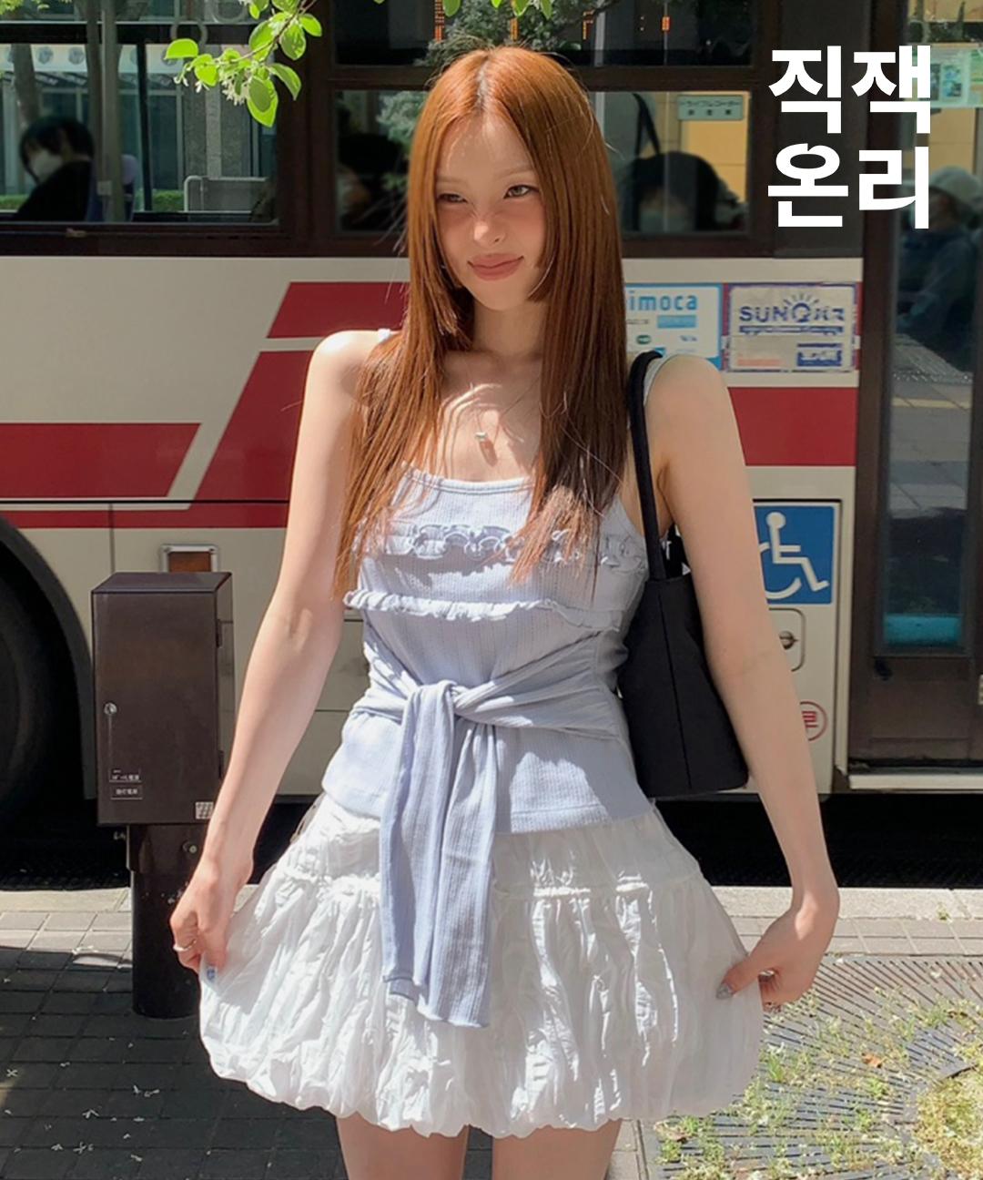 마가린핑거스 FRILL RIBBON TANK TOP (LIGHT BLUE)