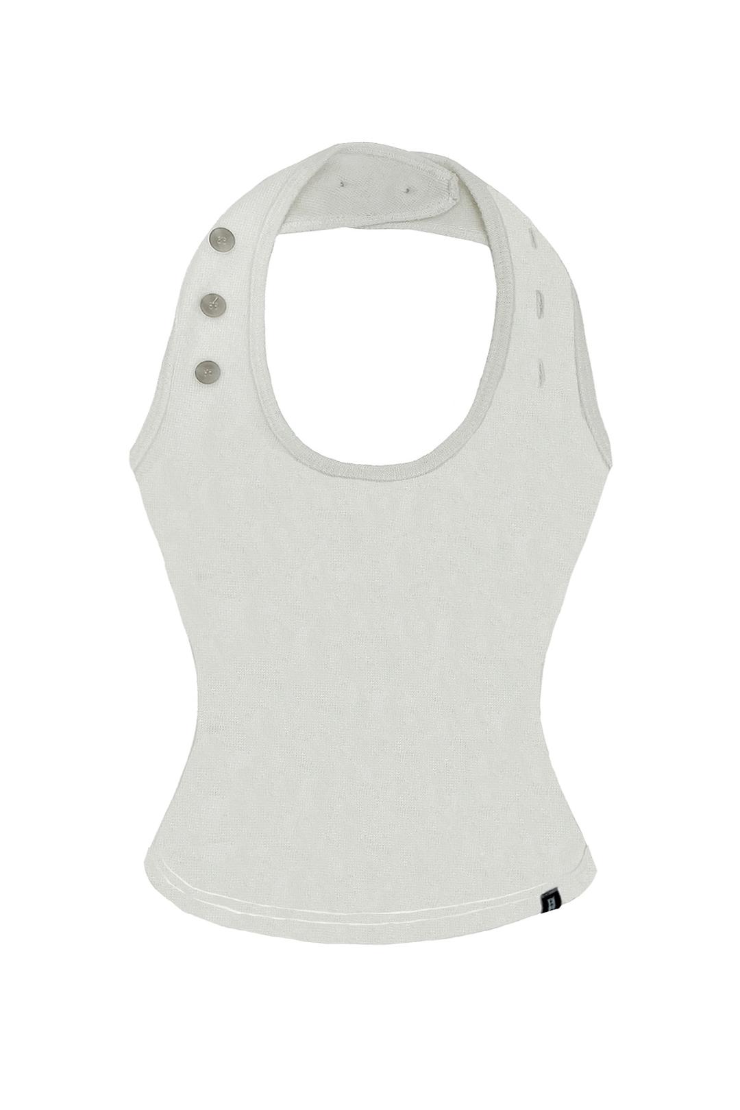 Button neck hatler sleeveless