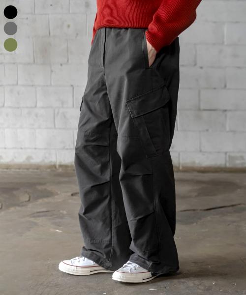 VTG 언발란스 핀턱 파라슈트 와이드팬츠_3color