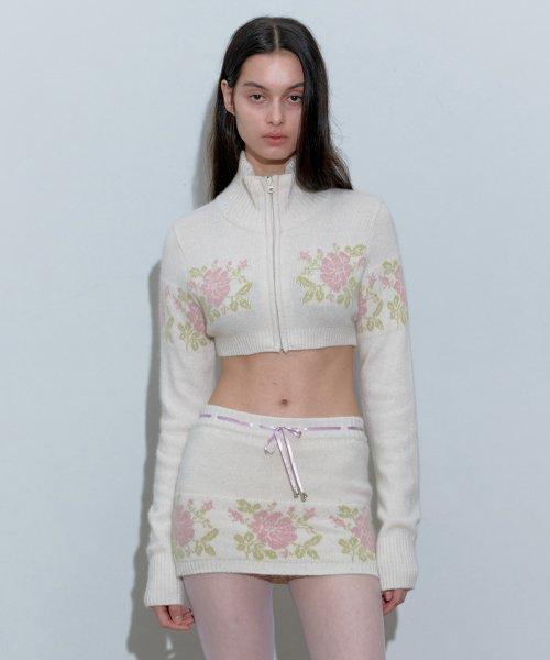 Angora Underboob Zip-Up Ivory