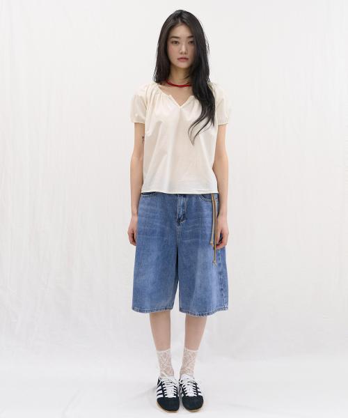 Summer Wide Bermuda Pants (Blue)