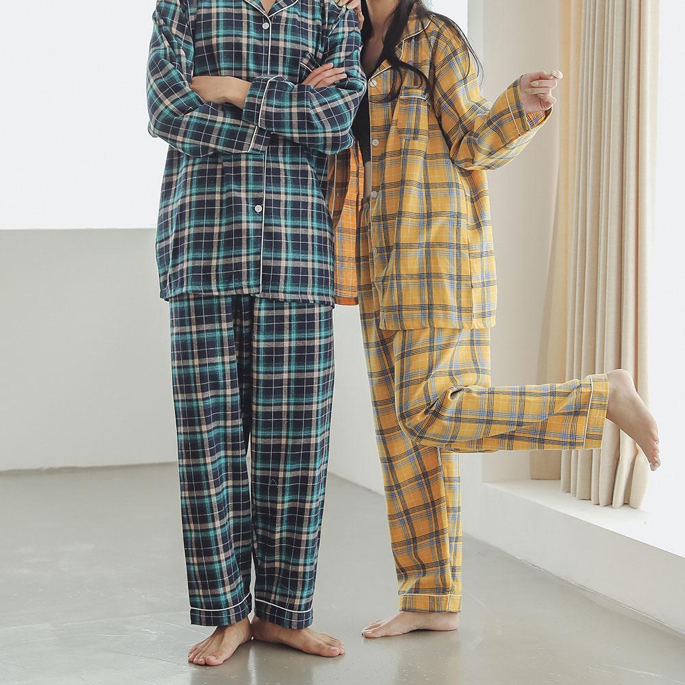 미로 체크잠옷 투피스 커플 파자마 잠옷세트