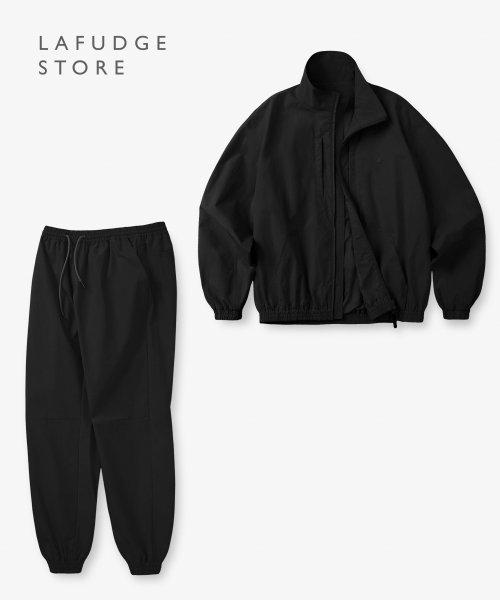 [SET UP]오디너리 피싱 집업 자켓 와이드 팬츠 셋업_Black