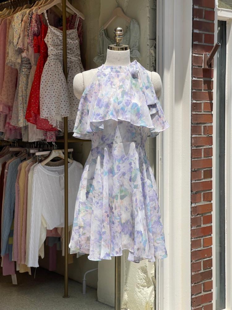 홀터넥원피스 쉬폰미니원피스 휴양지원피스