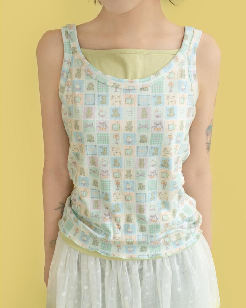 Teddy patch sleeveless (green)