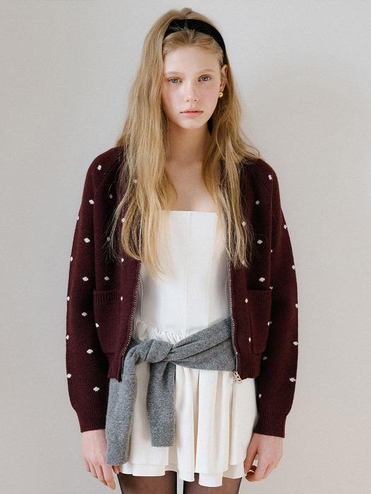 도트 알파카 울 니트 집업 ( 3 colors )