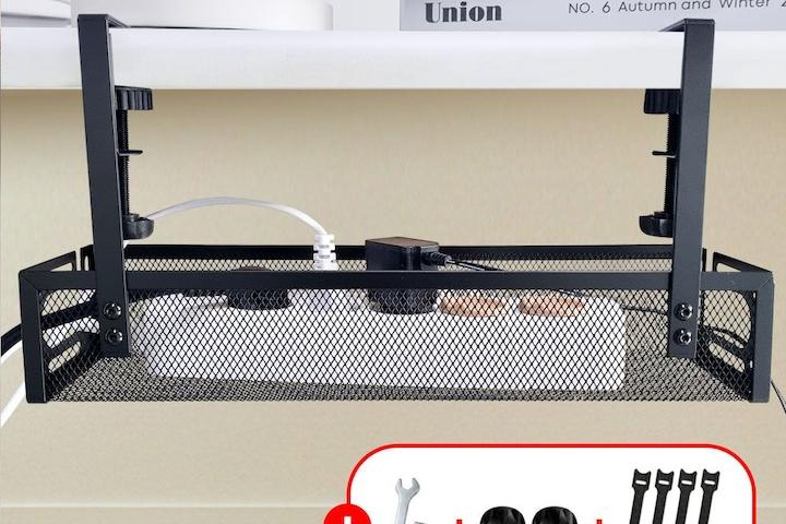 무타공 책상 멀티탭 거치대 선정리 선반 정리함 전선 박스 길이조절 콘센트 수납함