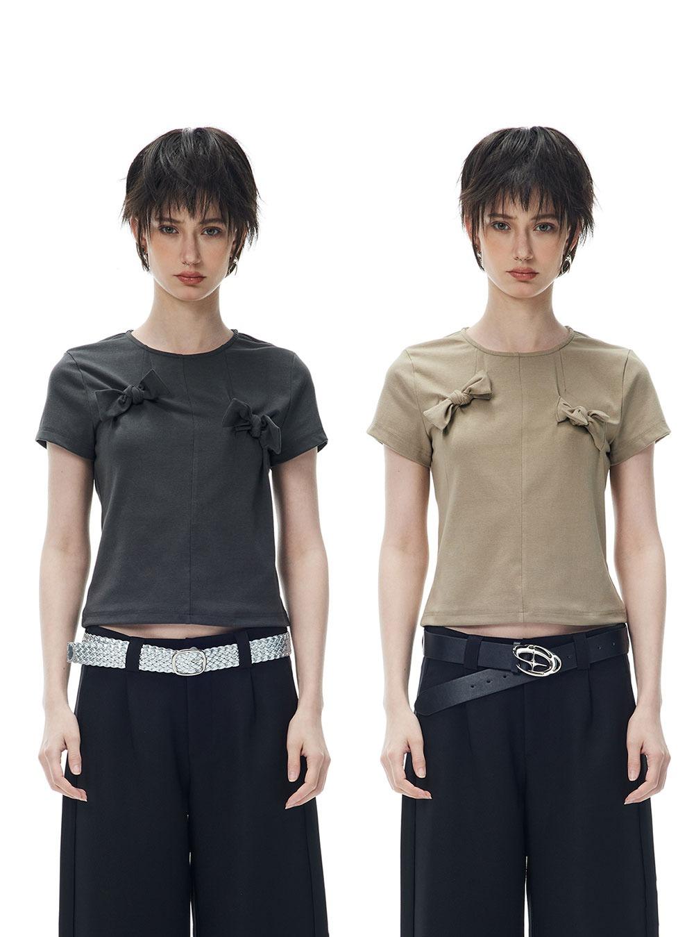 Ribbon splice knot bow T-shirt