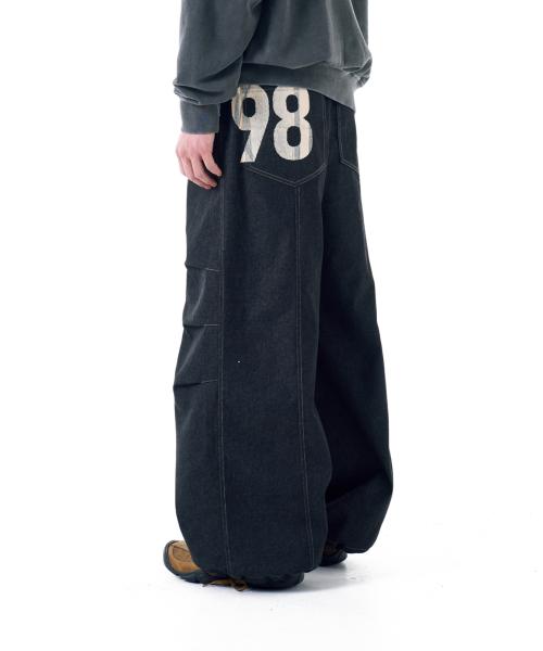 아캄(AAKAM)  98 Printed Knee Pin-tuck Denim Pants (Black) - 사이즈 & 후기 | 무신사