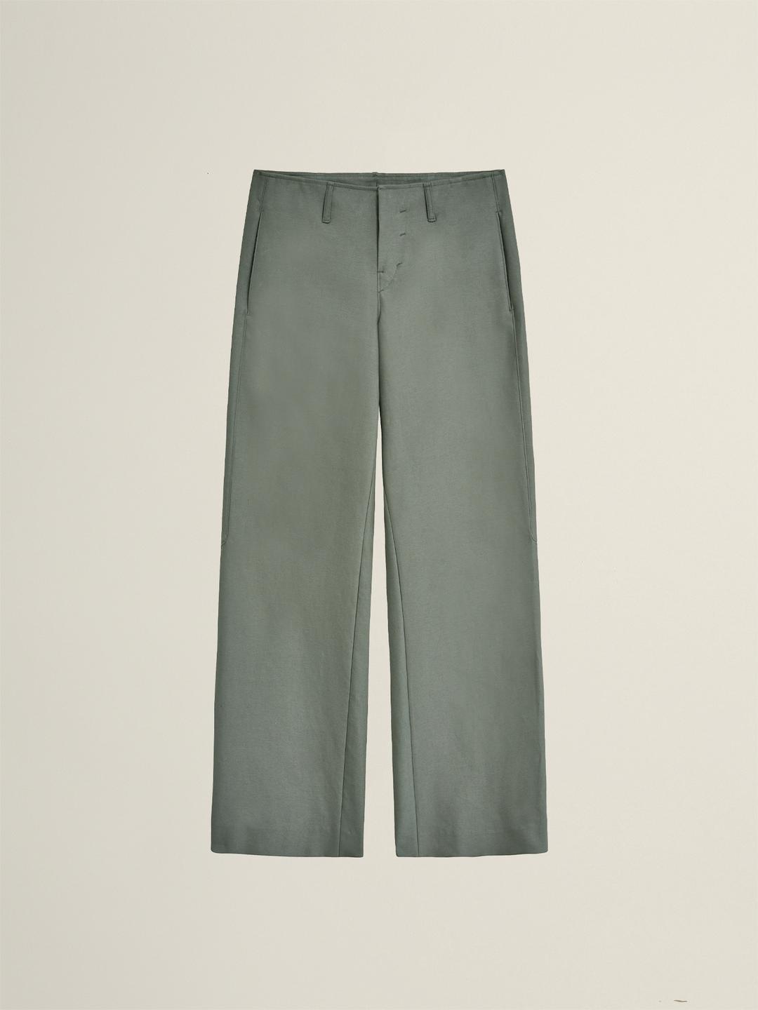 WOMENS COTTON POCKET WIDE PANTSGREYISH GREEN