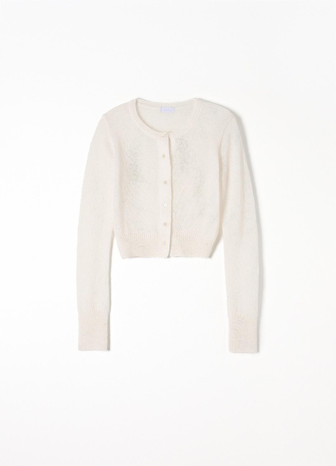 Kid Mohair Round Cardigan(White)