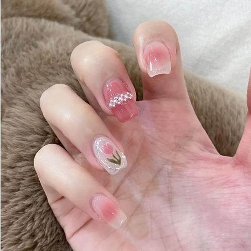 핑크 튤립 네일팁