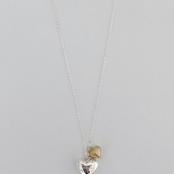 Double heart long necklace