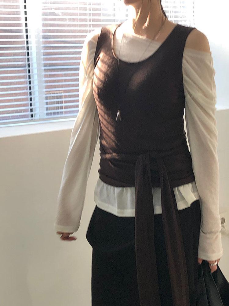 유어즈 LUNE Sleeveless & Tie Set 뤼네 슬리브리스 타이 SET