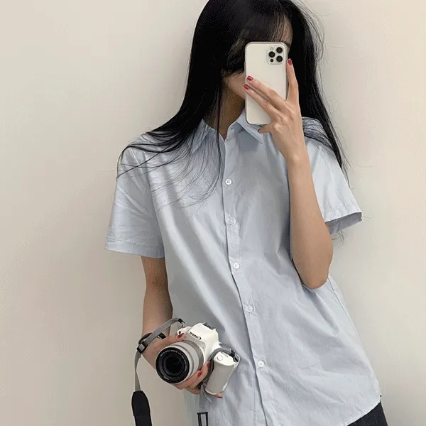 [필수템/인생셔츠!] 깔끔한 루즈핏, 데일리 카라 기본 반팔셔츠 (8color)
