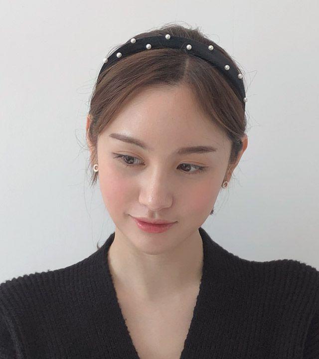 [10시이전 결제 당일발송/더노블제작] 벨벳헤어밴드 진주머리띠 심플헤어밴드 2size 퍼포펄 벨벳머리띠