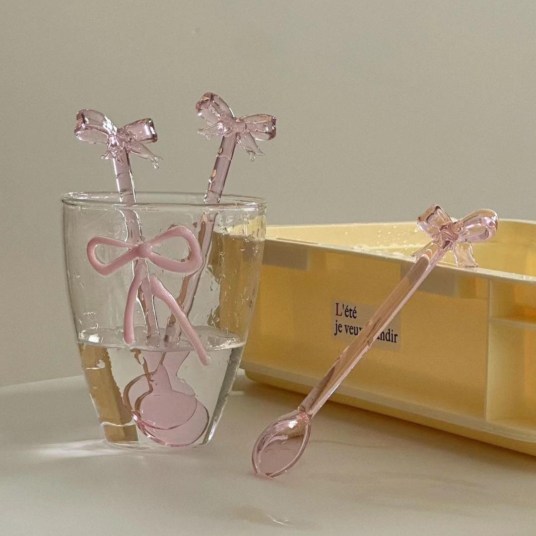 베이비 핑크 리본 티스푼 2P 컵