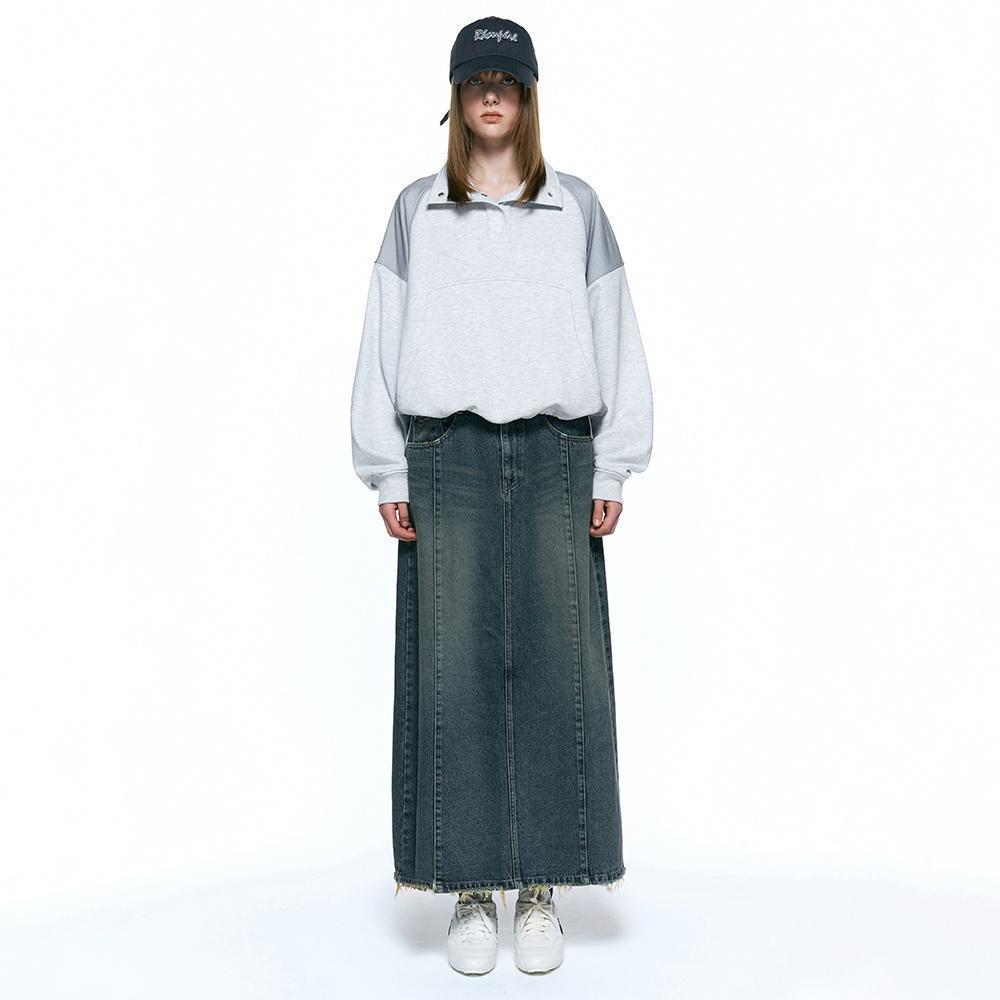 워시드 데님 맥시 스커트 BLUE